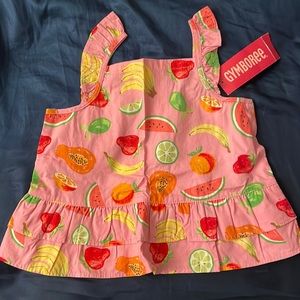 NWT NEW Gymboree adorable fruity strawberries ruffle summer top Girl 3T